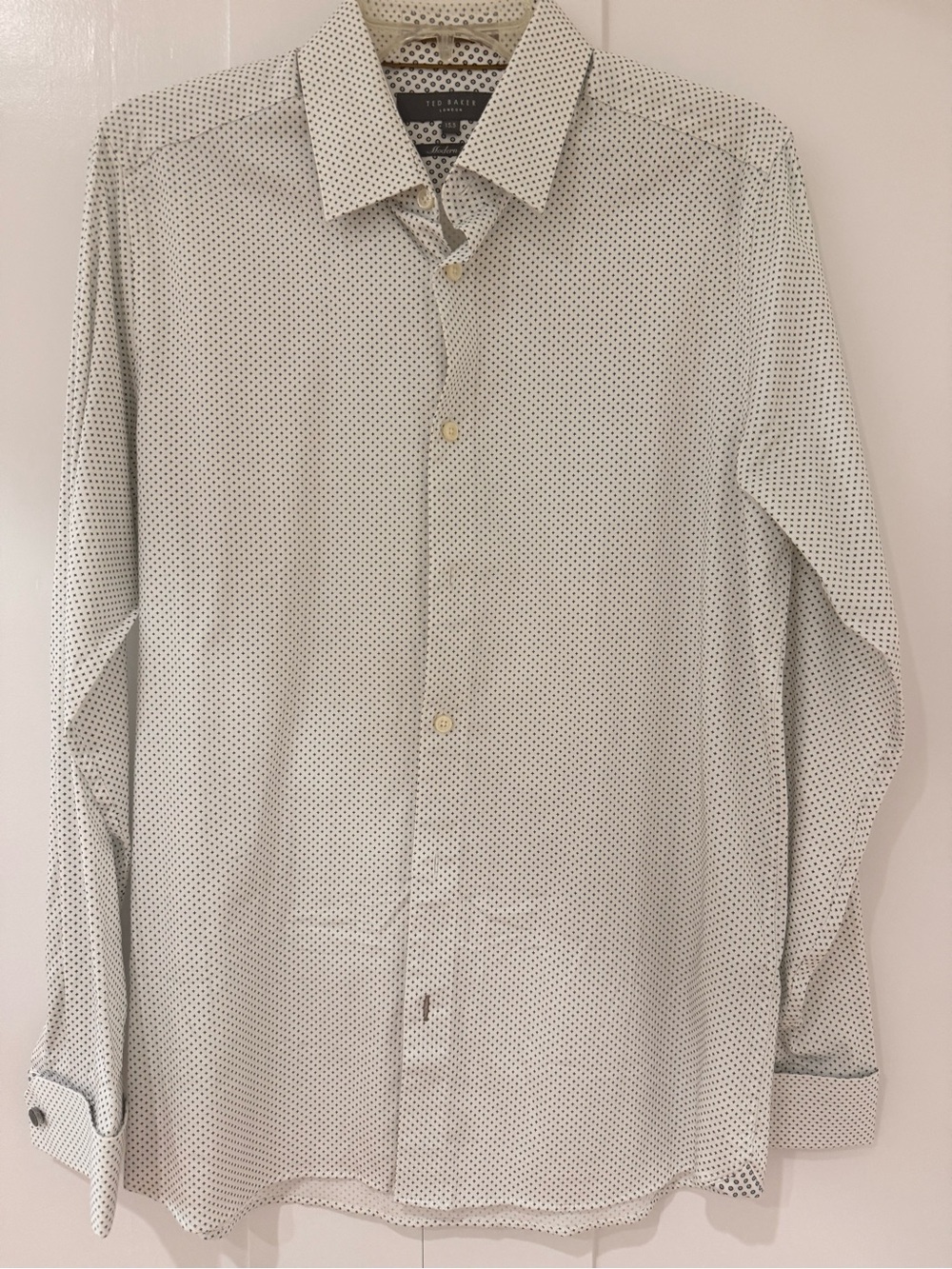Ted Baker White Dress Shirt with Black Microdot Pattern